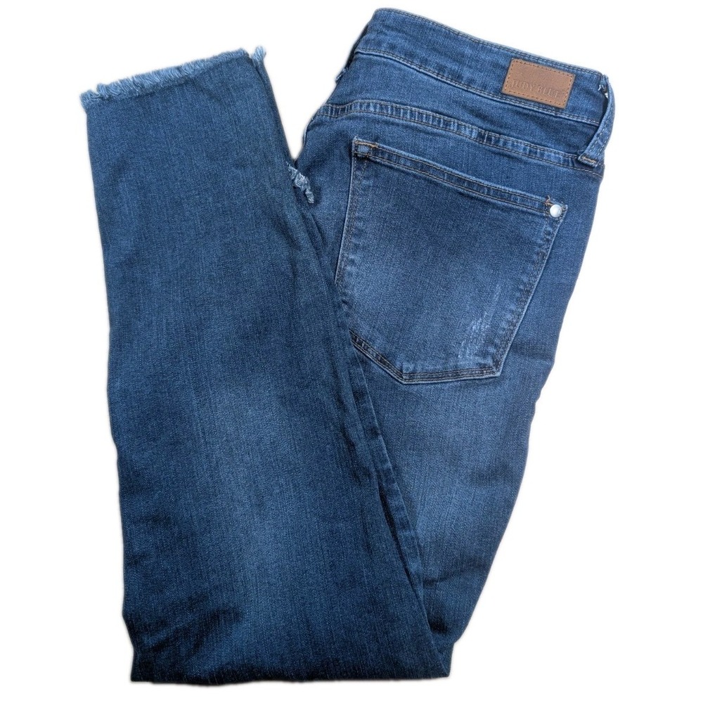 JUDY BLUE Tulip Hem Skinny Fit Cropped Jeans 13/31 Medium Wash JB84172